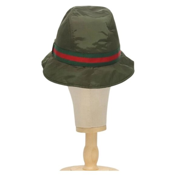 GUCCI Hat Nylon M Khaki Auth th6202 main image 9